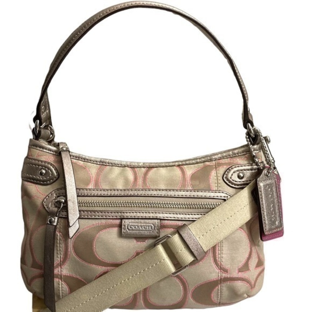 Coach vintage y2k DAISY OUTLINE SIG METALLIC CROSSBODY Bag pink silver